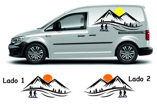  Autocollants décoratifs côtés gauche et droit - pour camping-car,  fourgons et vans - Cod. 1201 Rosso-Grigio