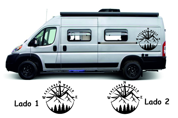 Caravan Aufkleber Set Mountain Compass für linke und rechte Seitenflächen